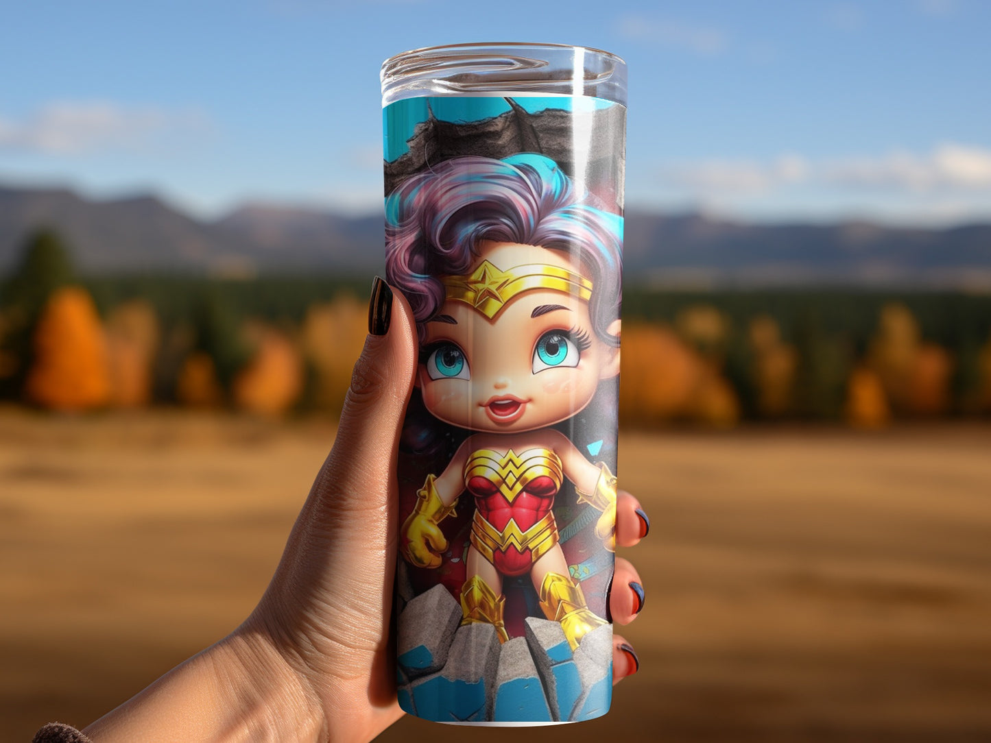 Cute Superheroine Themed Colorful Drink Tumbler