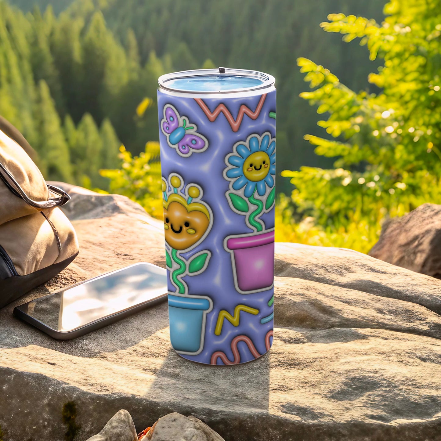 Cute Purple Floral Butterfly Pattern Tumbler product type