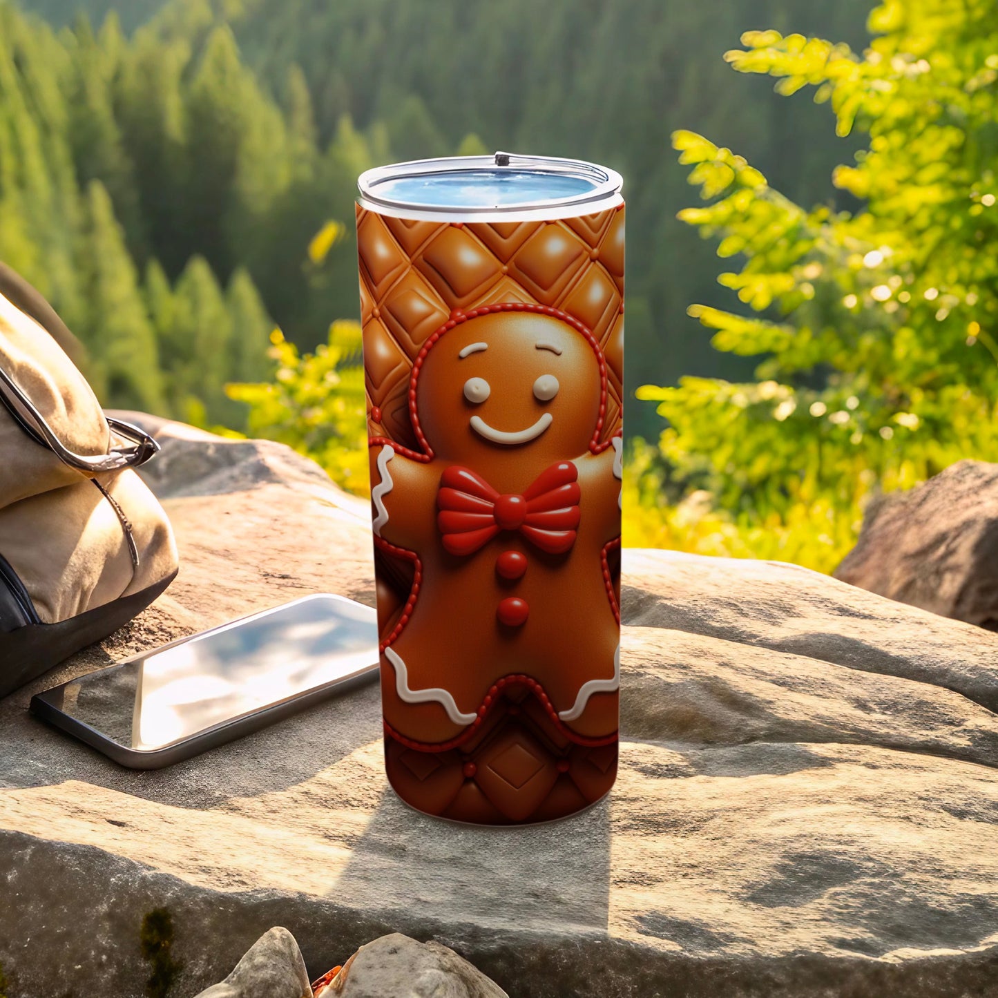 Cheerful Gingerbread Man Insulated Tumbler Cup