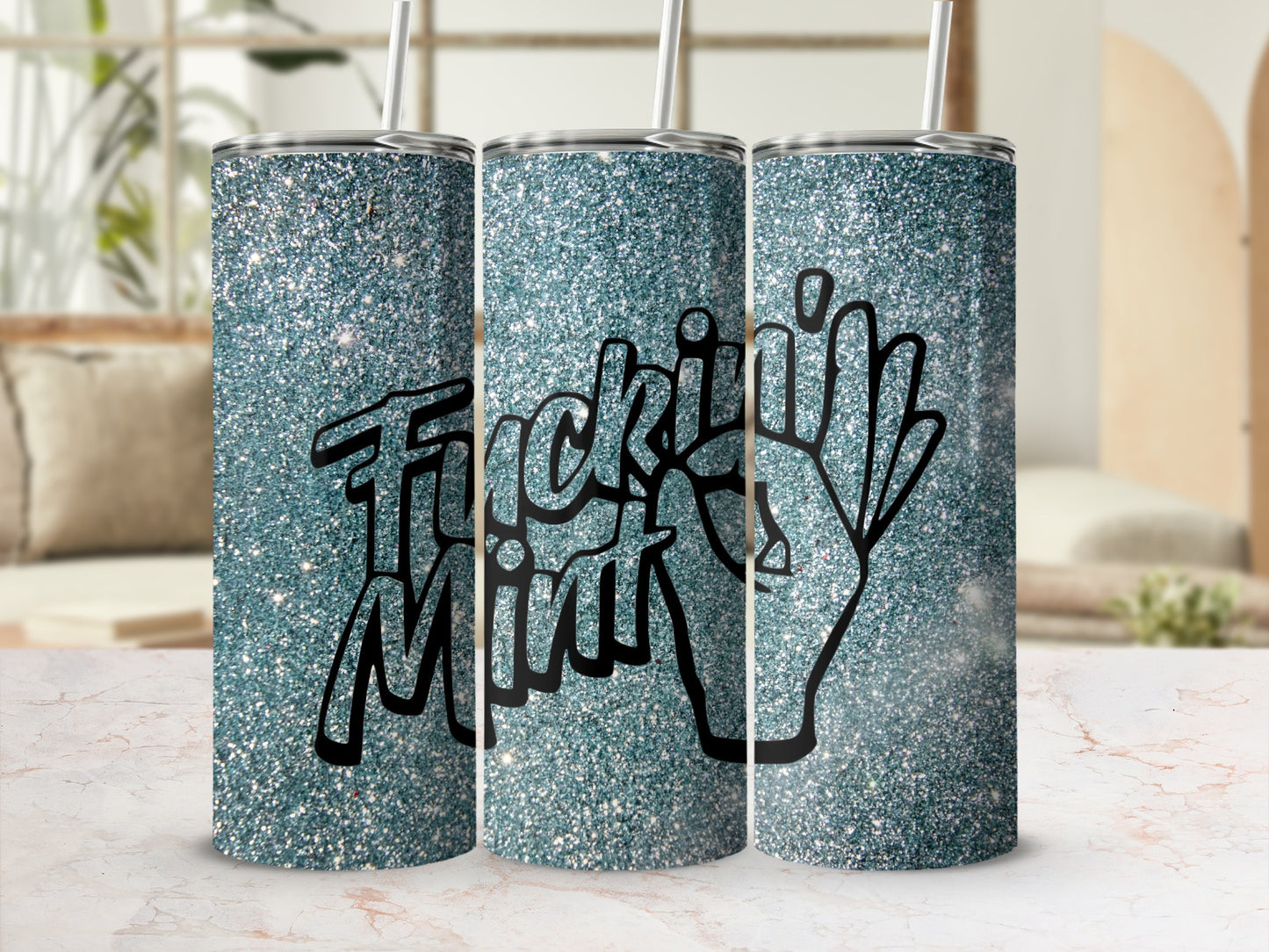 F***in' Mint Glittery Design Insulated Tumbler