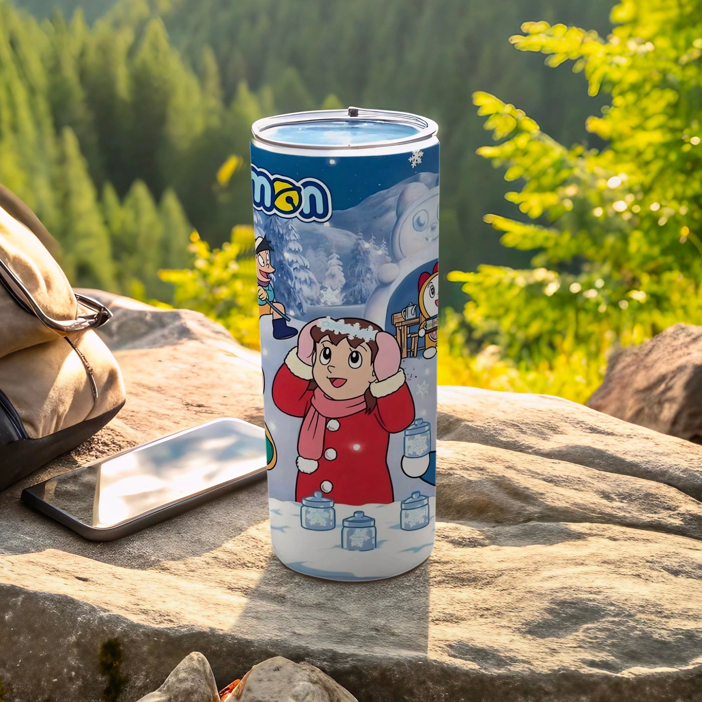 Winter-themed cartoon character insulated tumbler