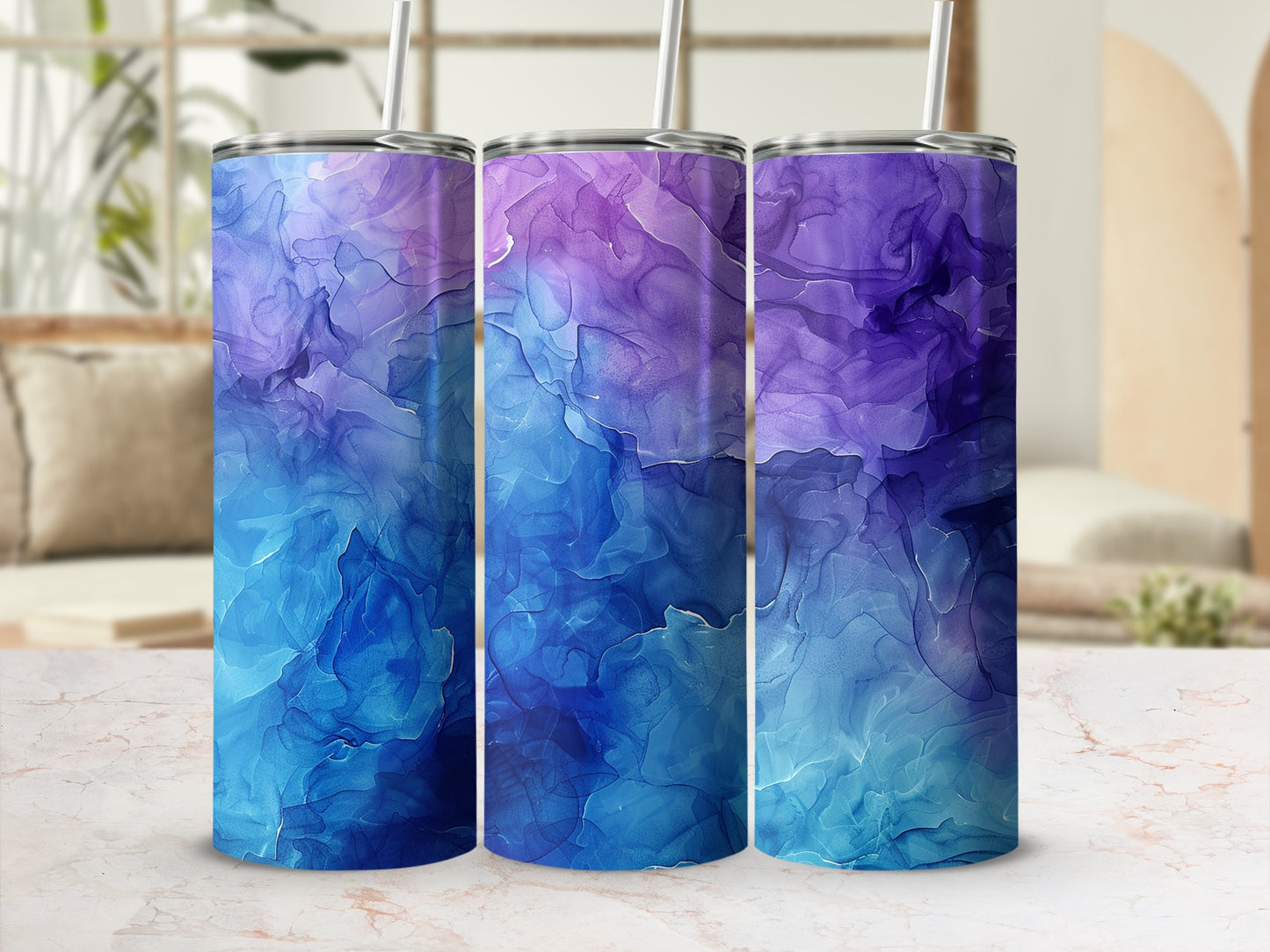 Stylish Blue and Purple Gradient Art Tumbler