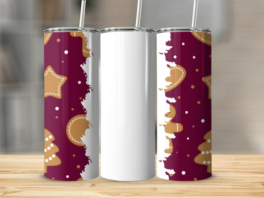 Gingerbread Cookies Patterned Tumblers with Straws