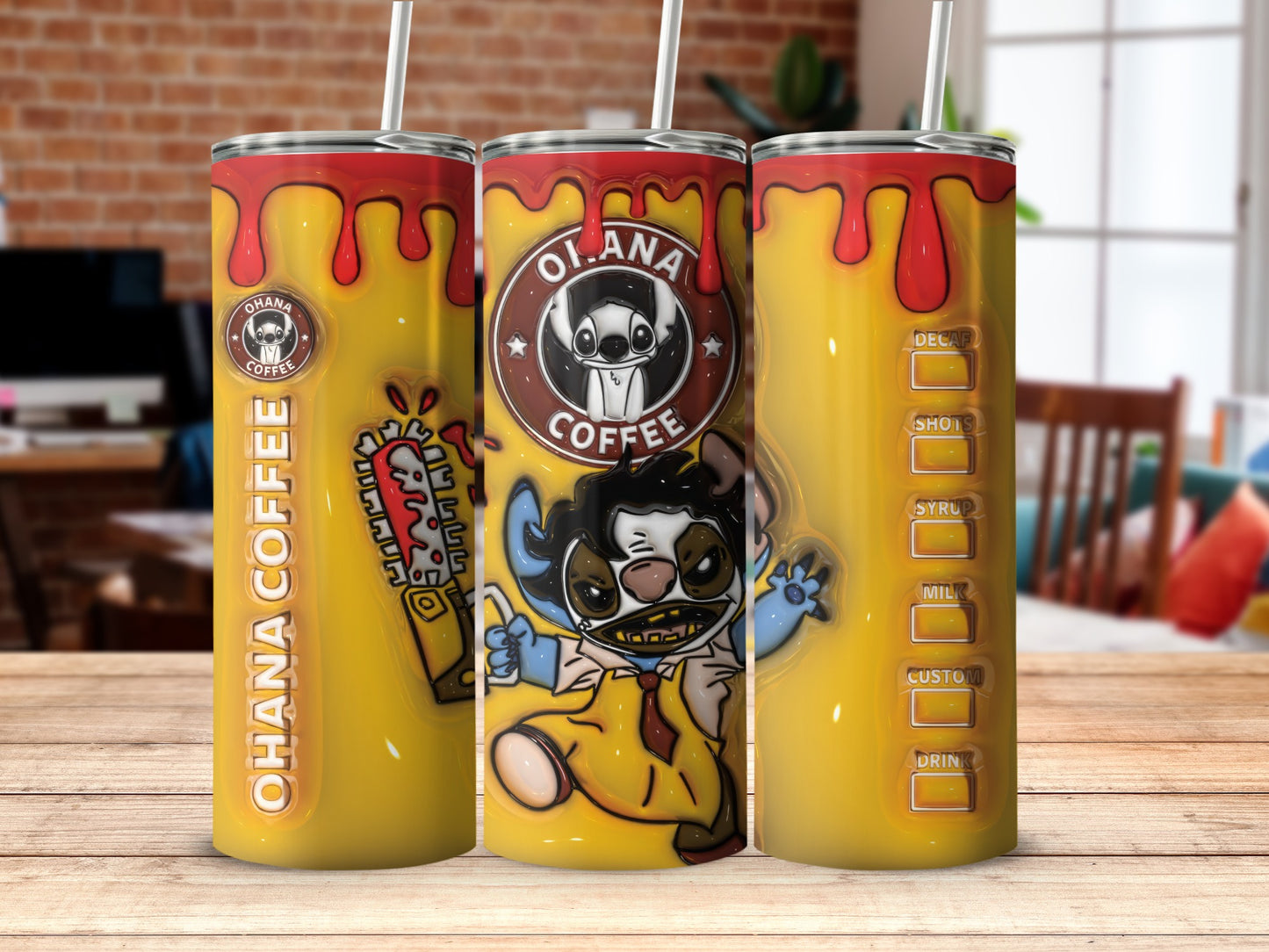 Ohana Coffee Inspired Long Drink Yellow Tumbler