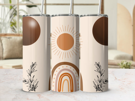 Sun and Rainbow Design Tumbler Stainless Steel Cup