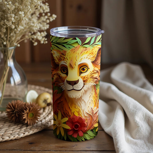 Vibrant Lion Art Insulated Tumbler for Hot Cold Drinks
