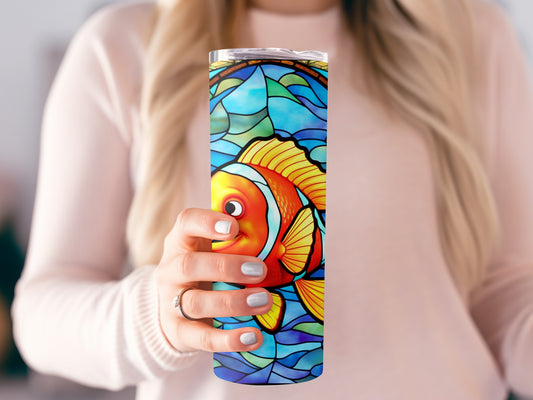 Colorful Fish Art Stained Glass Look Tumbler Product