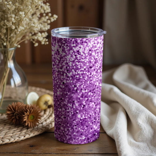 Purple and White Speckled Design Tumbler with Lid