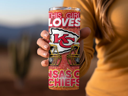 This Girl Loves Kansas City Chiefs Helmet Design Tumblers