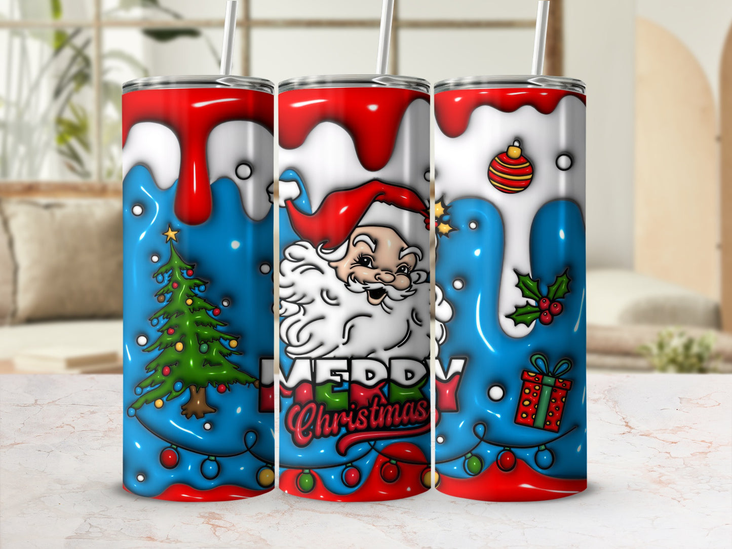 Santa Christmas Tumbler with Festive Holiday Designs