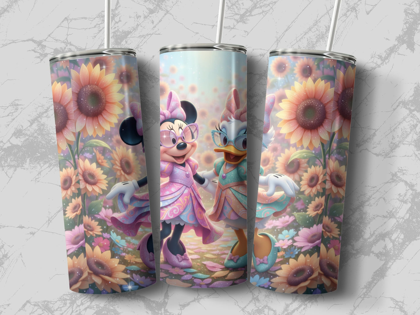 Minnie and Daisy Sunflower Artwork Insulated Tumbler