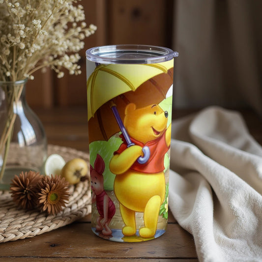 Cheerful Bear with Umbrella and Friends Tumbler