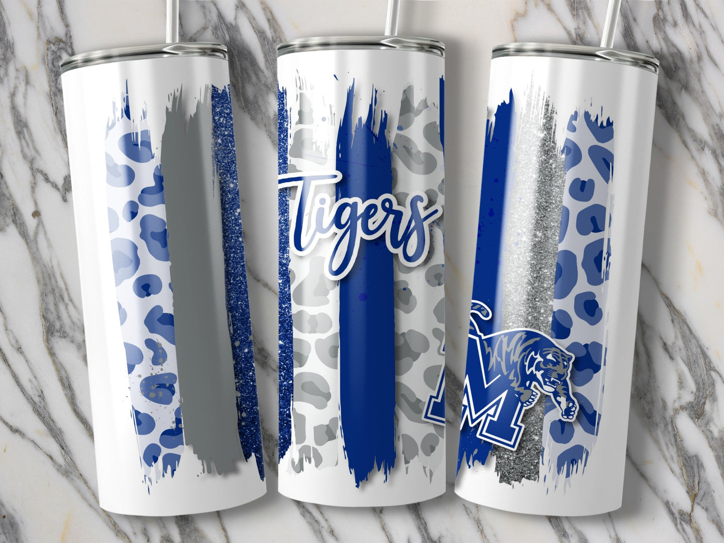 Tigers Paint Strokes Cheetah Graphic Memphis Tumblers