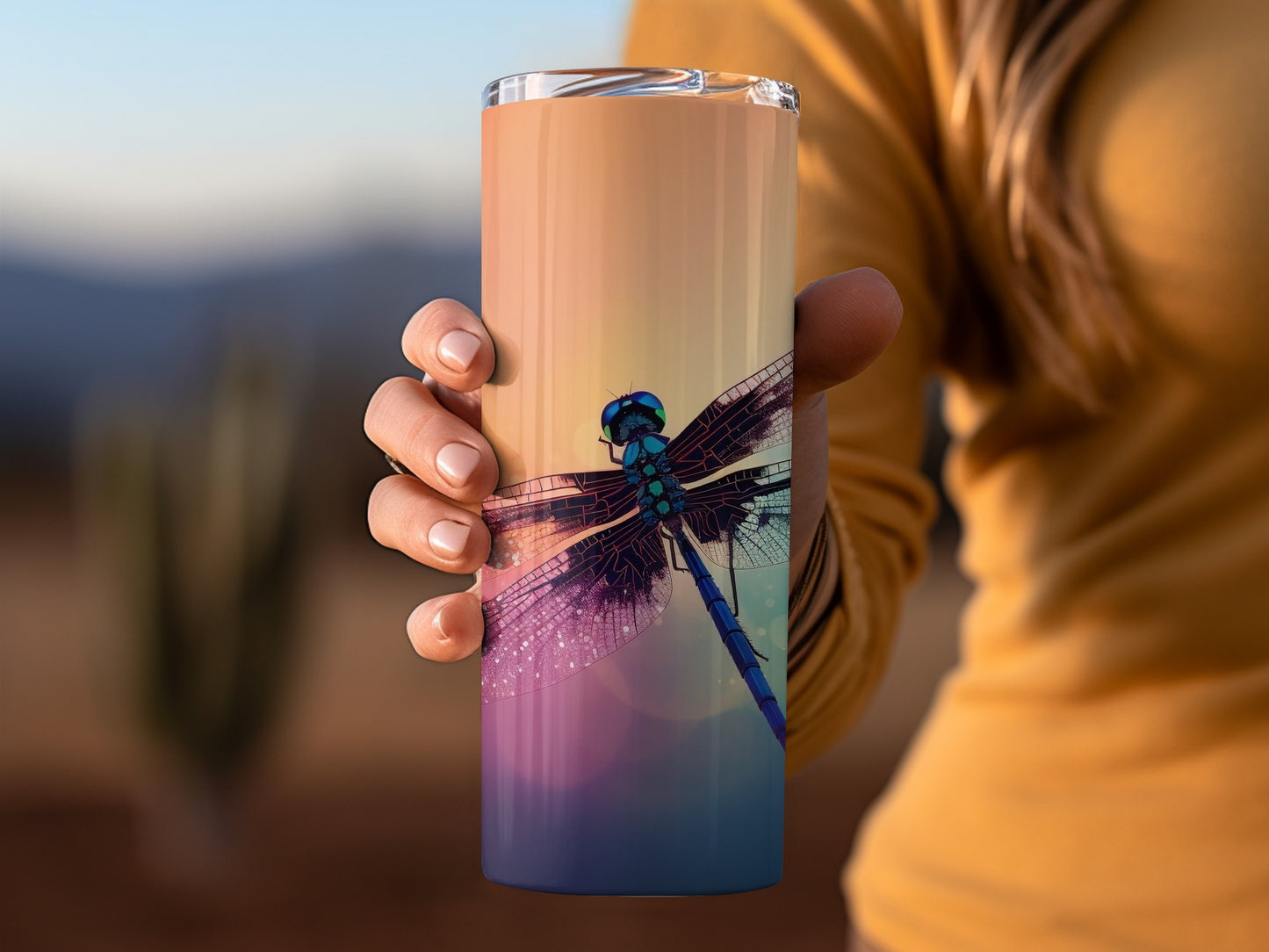 Vibrant Dragonfly Design Insulated Tumbler Cup