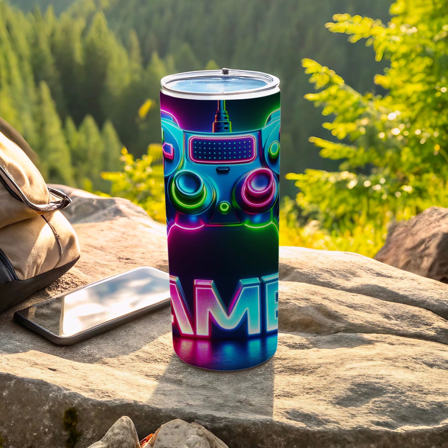 Vibrant Neon Gaming Controller Word Game Tumbler product type