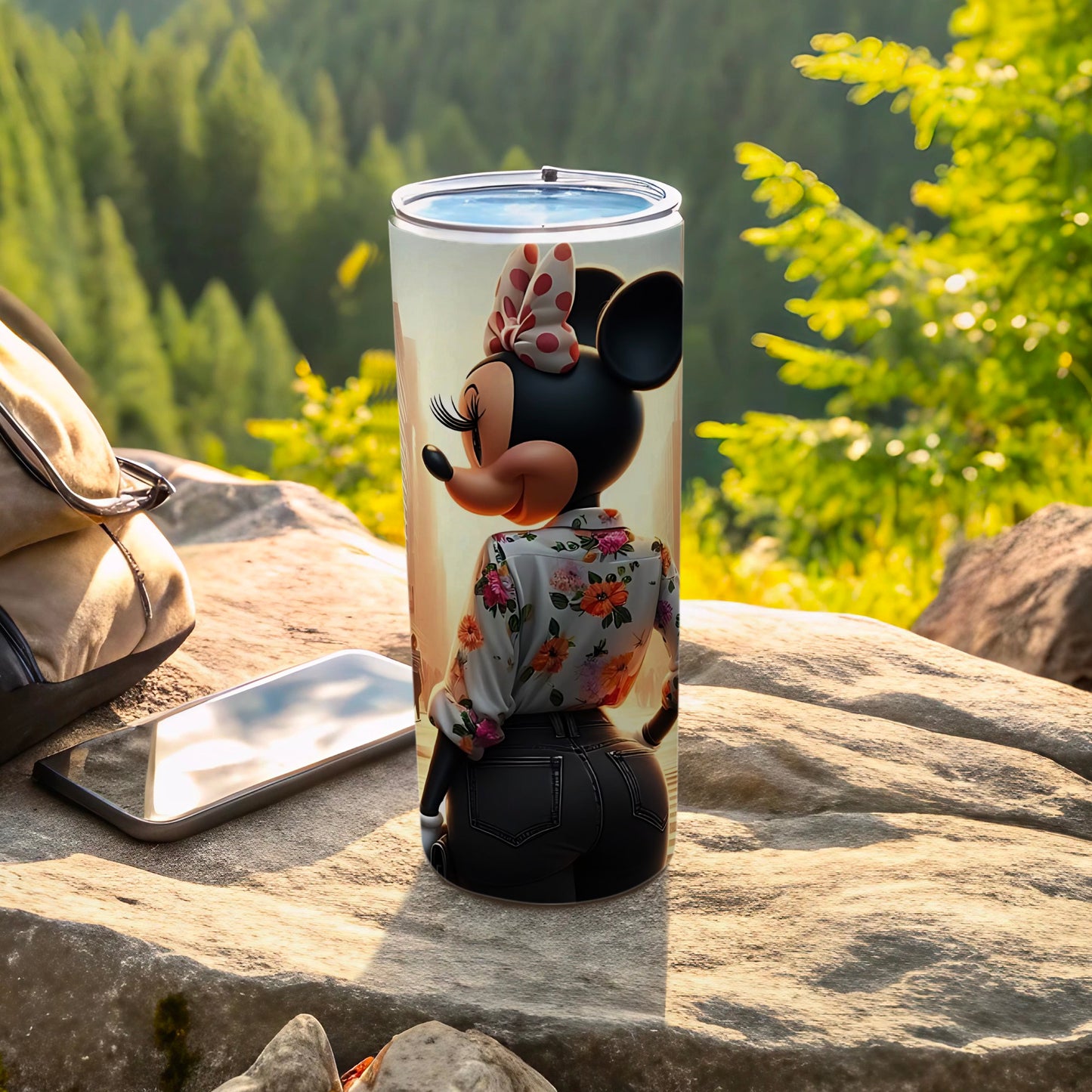 Minnie Mouse Floral Print Coffee Tumbler with Lid
