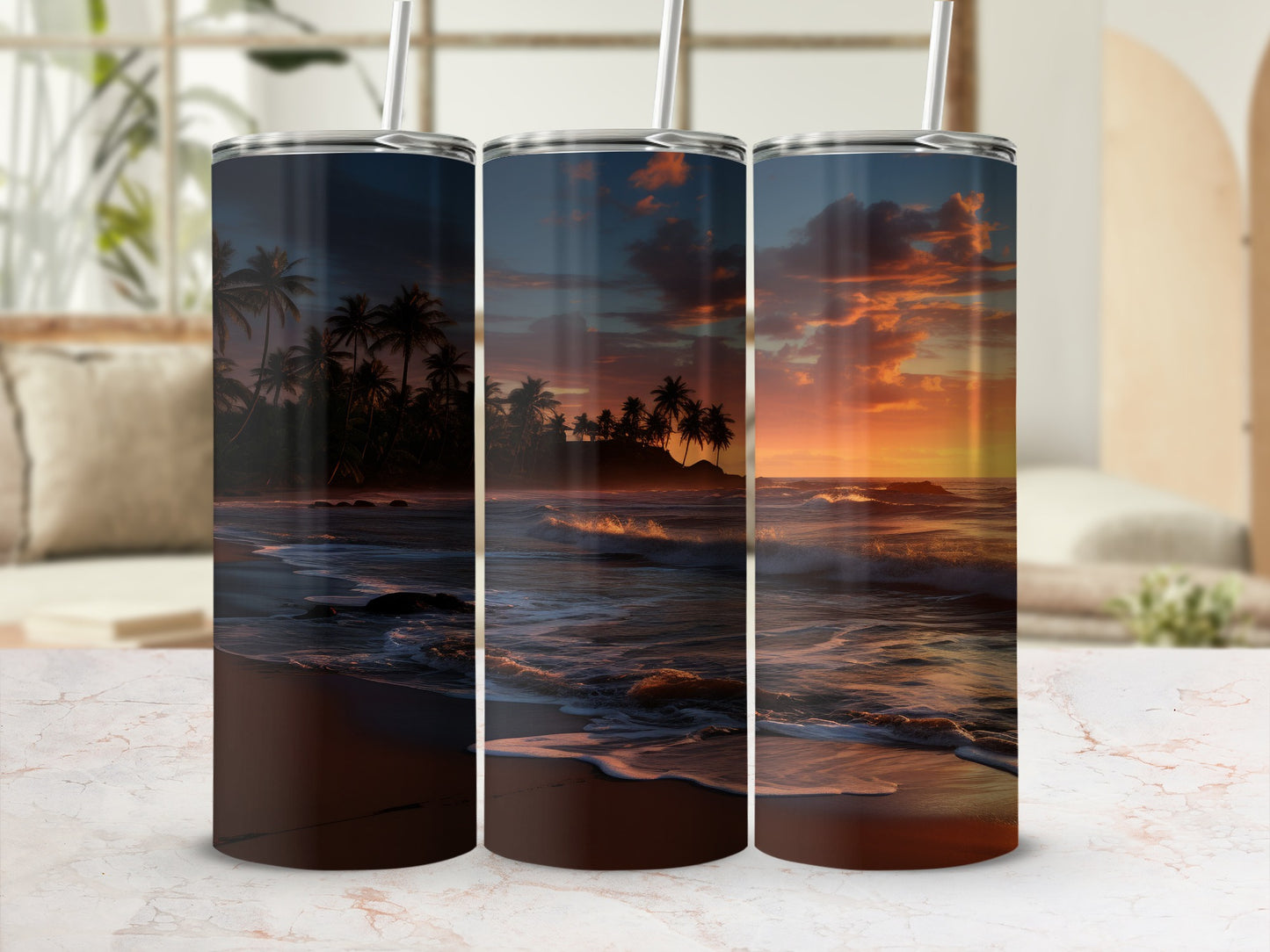 Stunning Tropical Beach Sunset Travel Mug