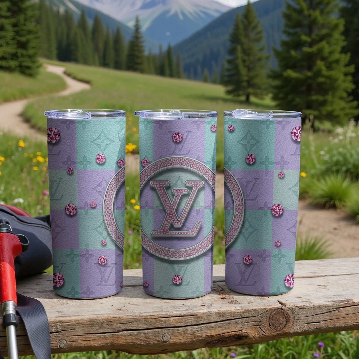 Elegant Monogrammed Tumbler with Floral Accents Tumbler