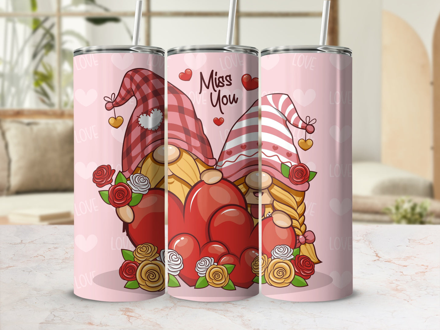 Cute Gnome Tumbler Love Miss You Gifts for Her