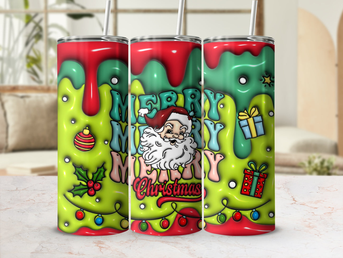 Merry Christmas Santa and Gifts Tumbler Product