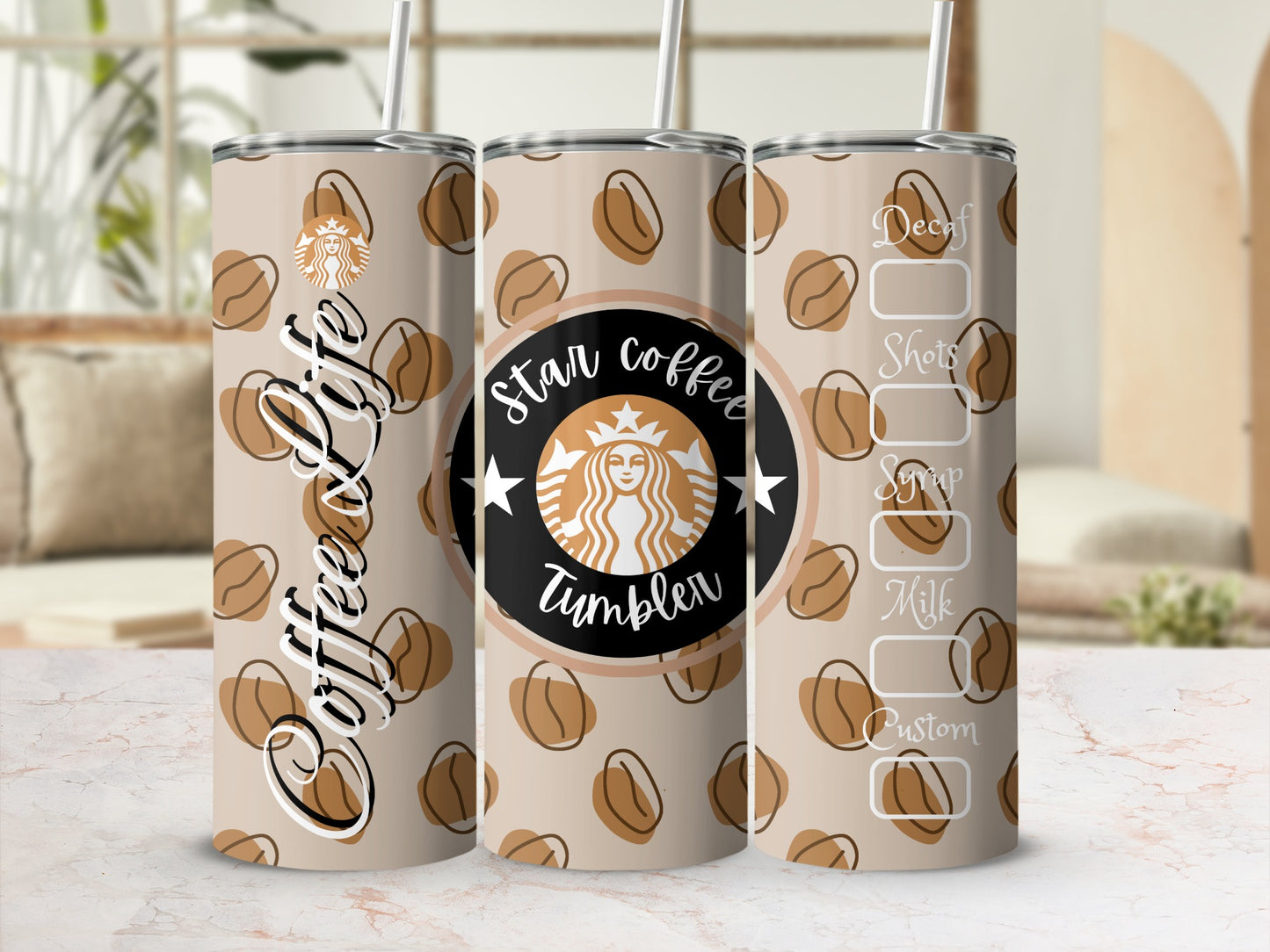 Coffee Life Star Coffee Tumbler Customizable Drinkware