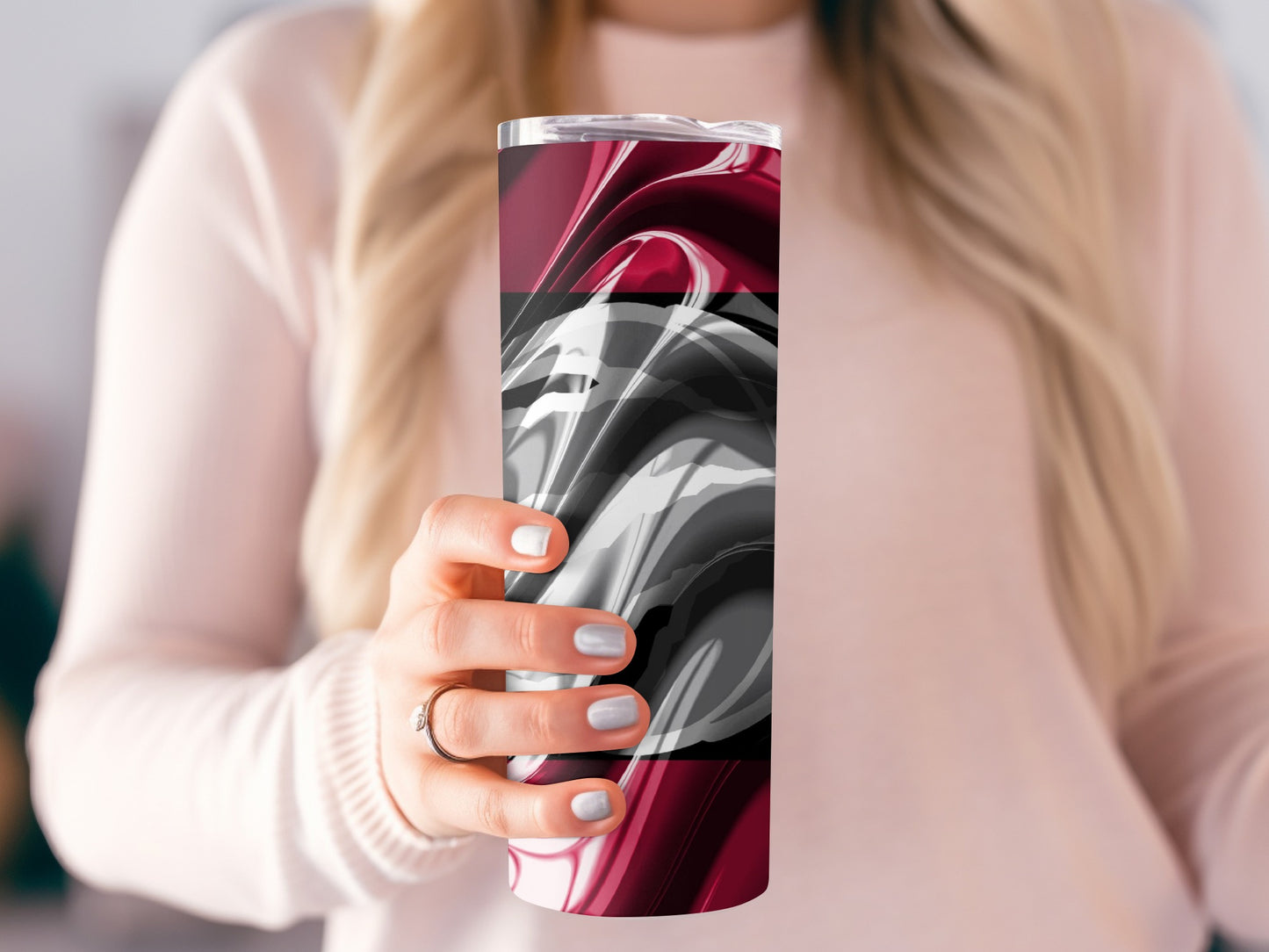 Abstract Flowing Design In Shades of Red Black Tumblers