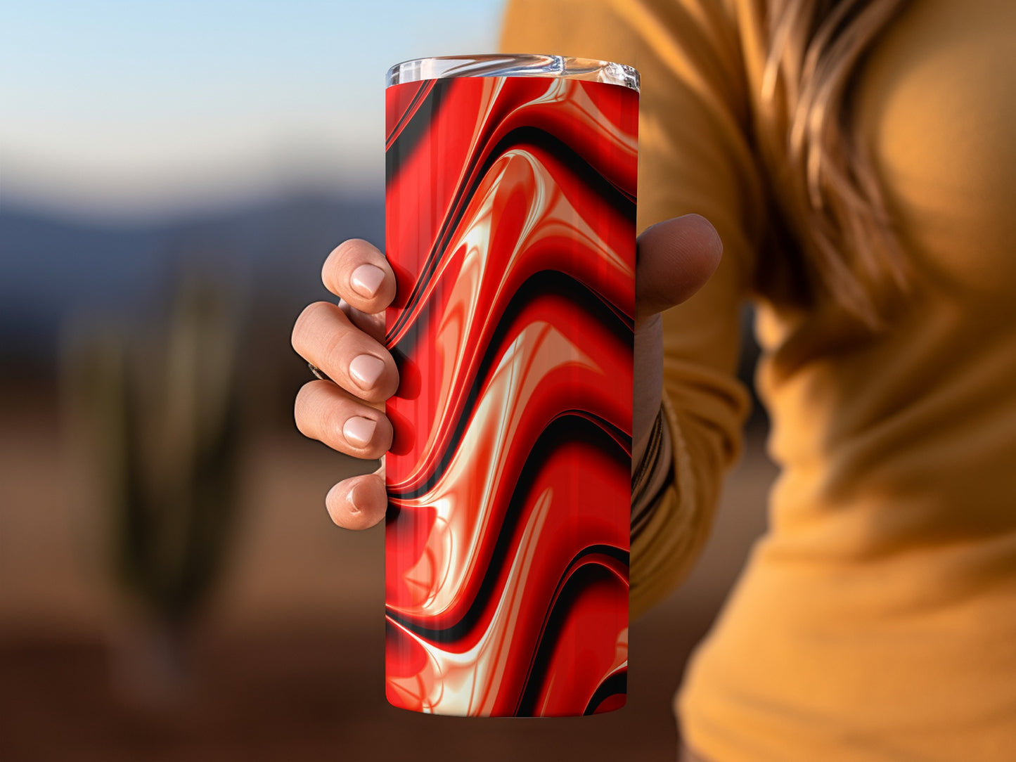 Red Abstract Curves Elegant Fluid Art Pattern Tumblers