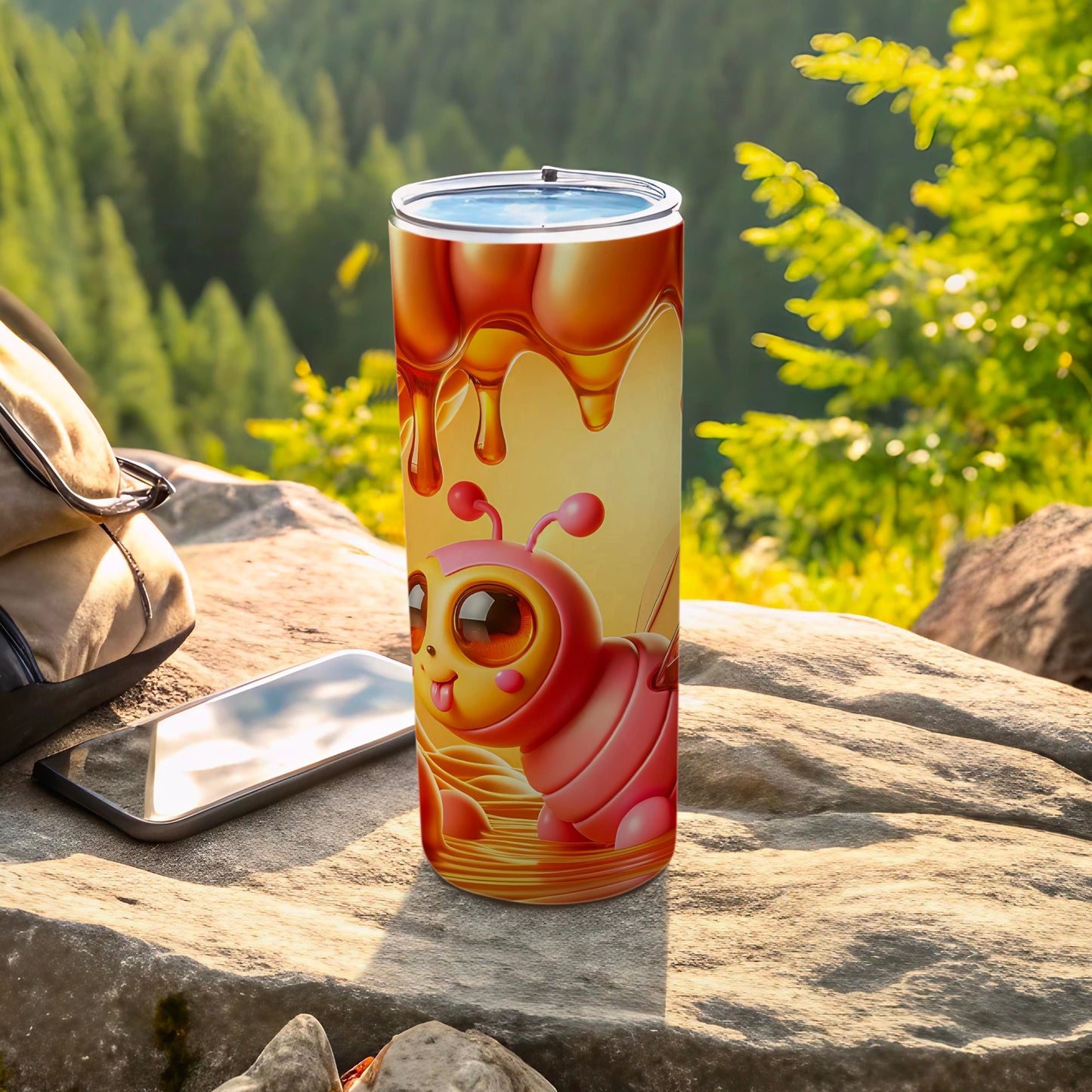 Cute Honey Bee and Honey Drip Design Travel Mug