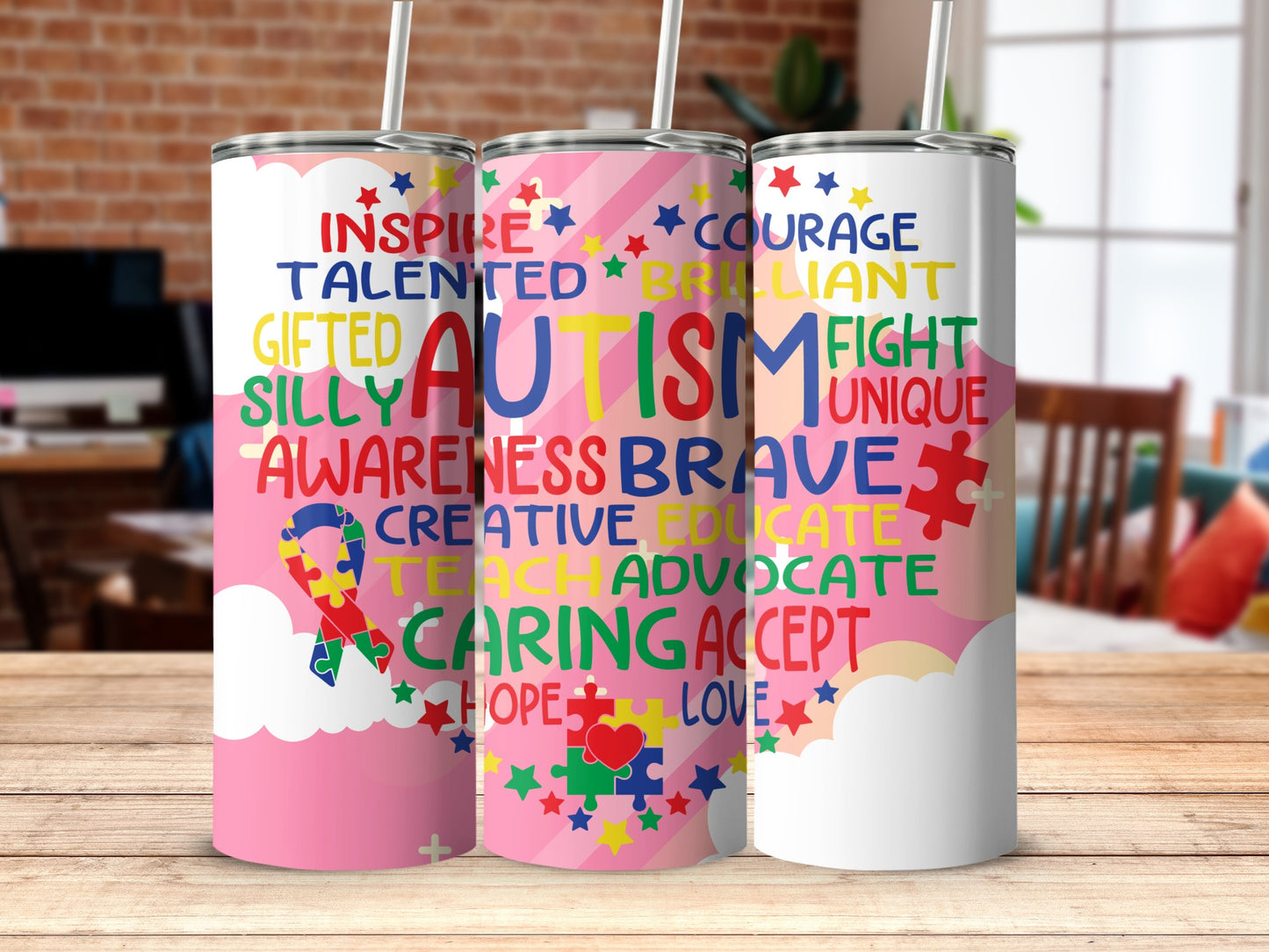 Autism Awareness Colorful Insulated Tumbler