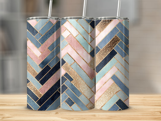 Modern Geometric Gold Blue Pink Pattern Tumbler product type