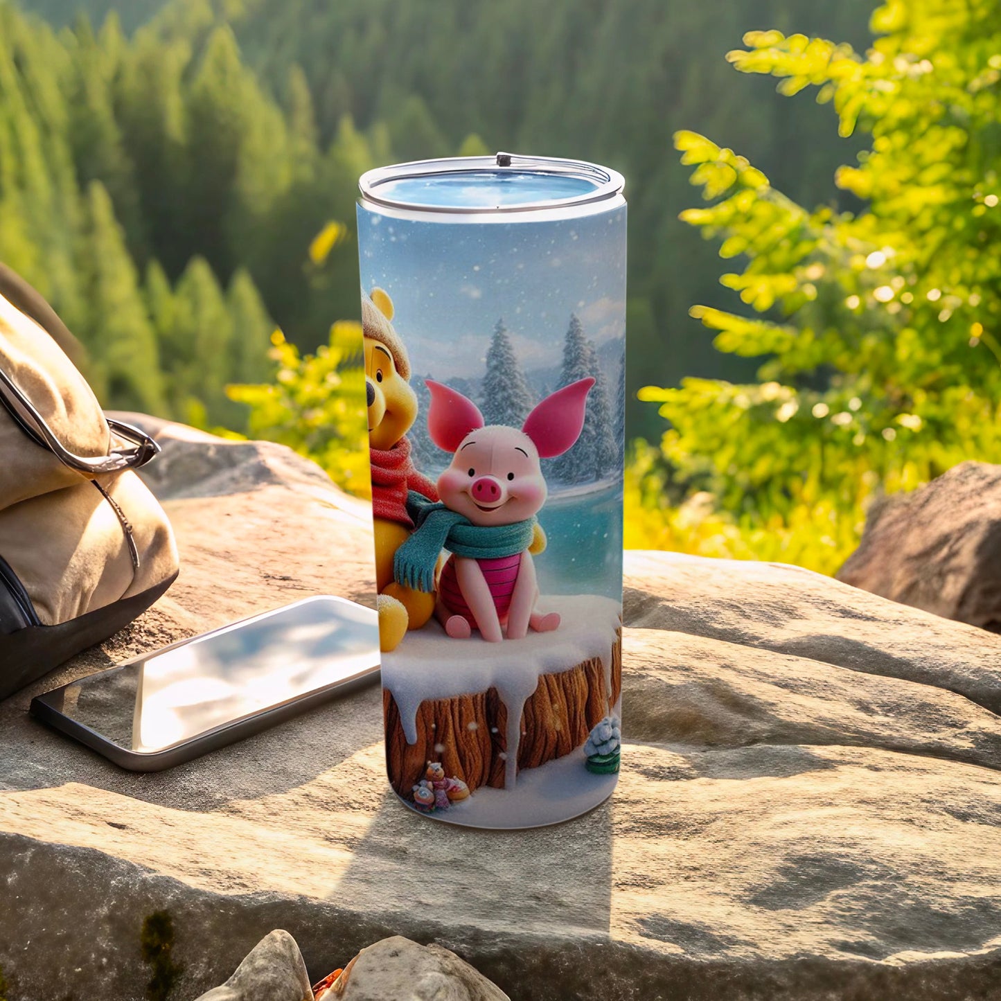 Winnie the Pooh and Piglet Winter Scene Tumbler