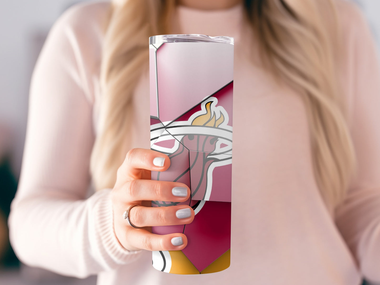 Miami Heat Fractured Logo Red Gold Pink Art Tumblers