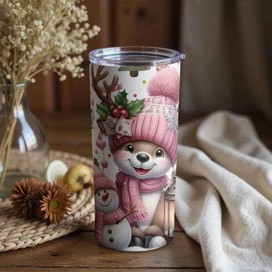 Cute Winter Themed Tumbler with Festive Design