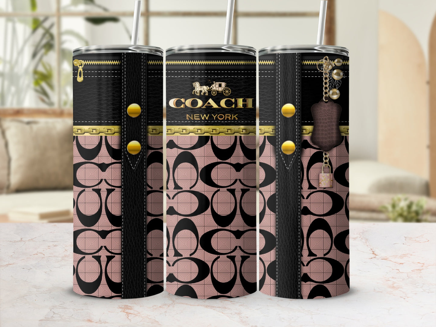 Coach New York Designer Pattern Tumbler Cup