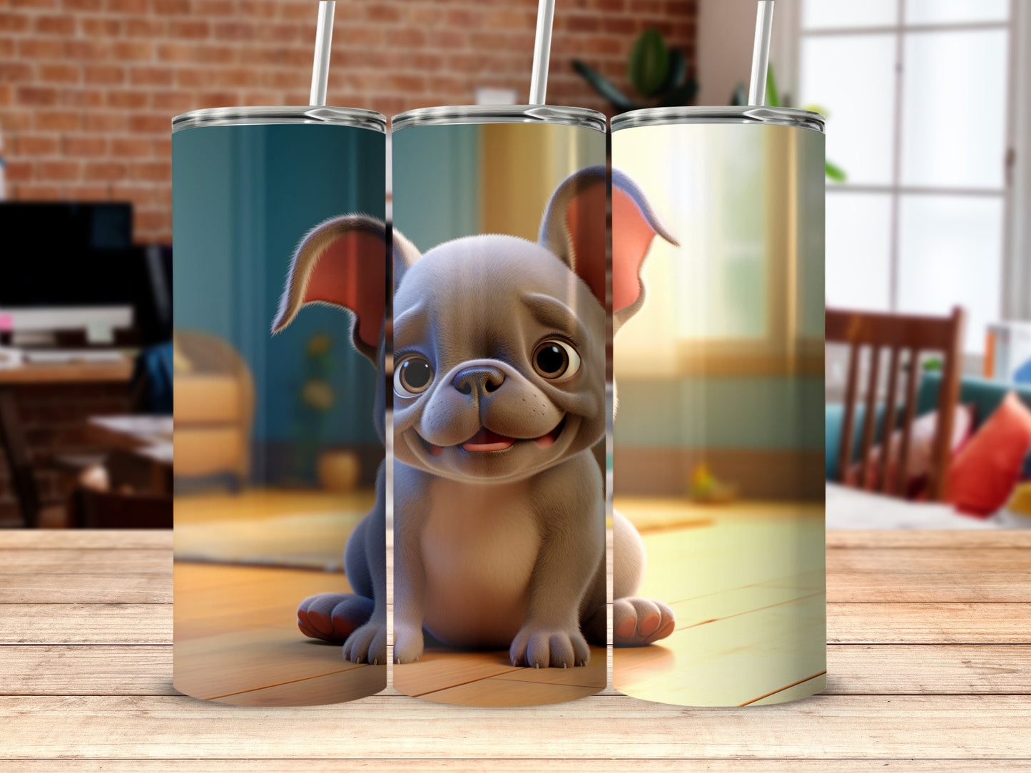 Adorable Puppy Design Stainless Steel Tumbler