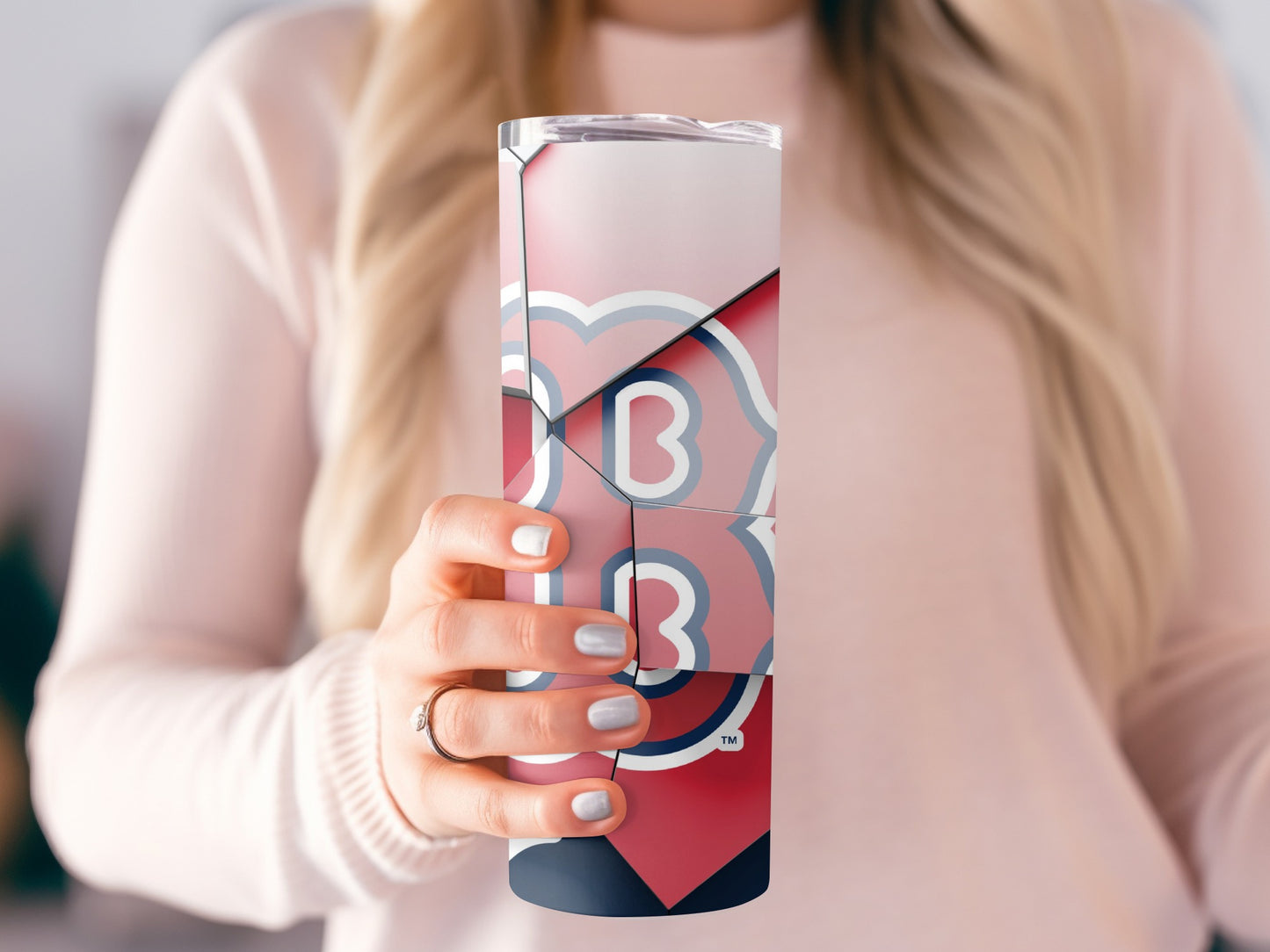 Fragmented B Logo Red and Blue Abstract Tumblers