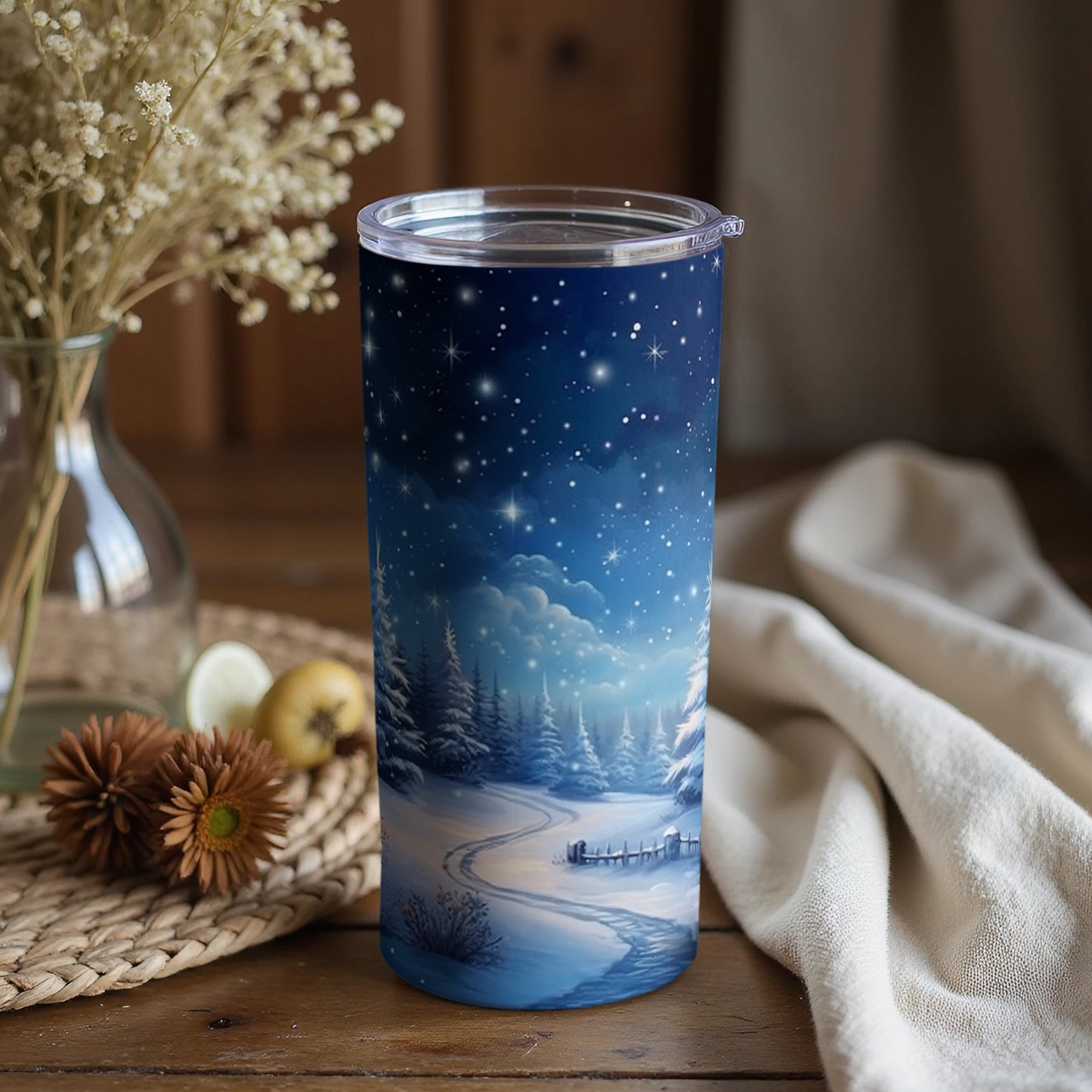 Winter Night Scene Insulated Tumbler Cup