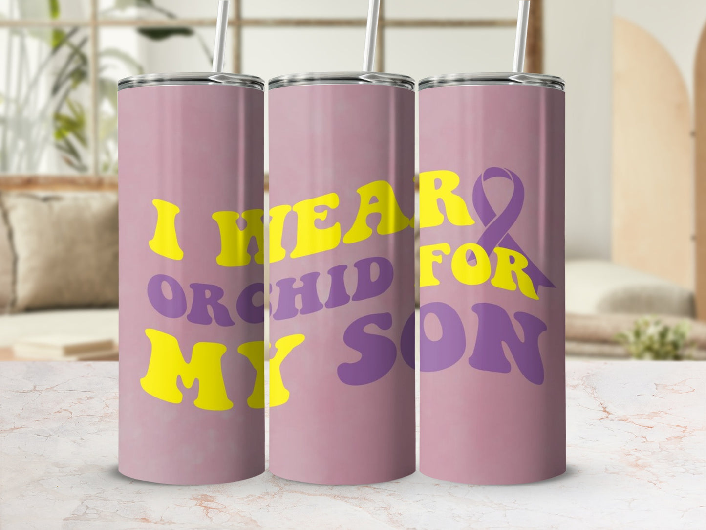 I Wear Orchid For My Son Awareness Drinkware Tumbler
