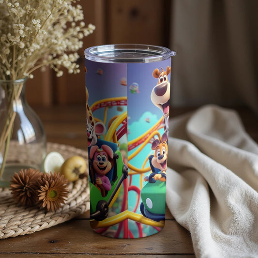Amusing Cartoon Themed Roller Coaster Travel Tumbler