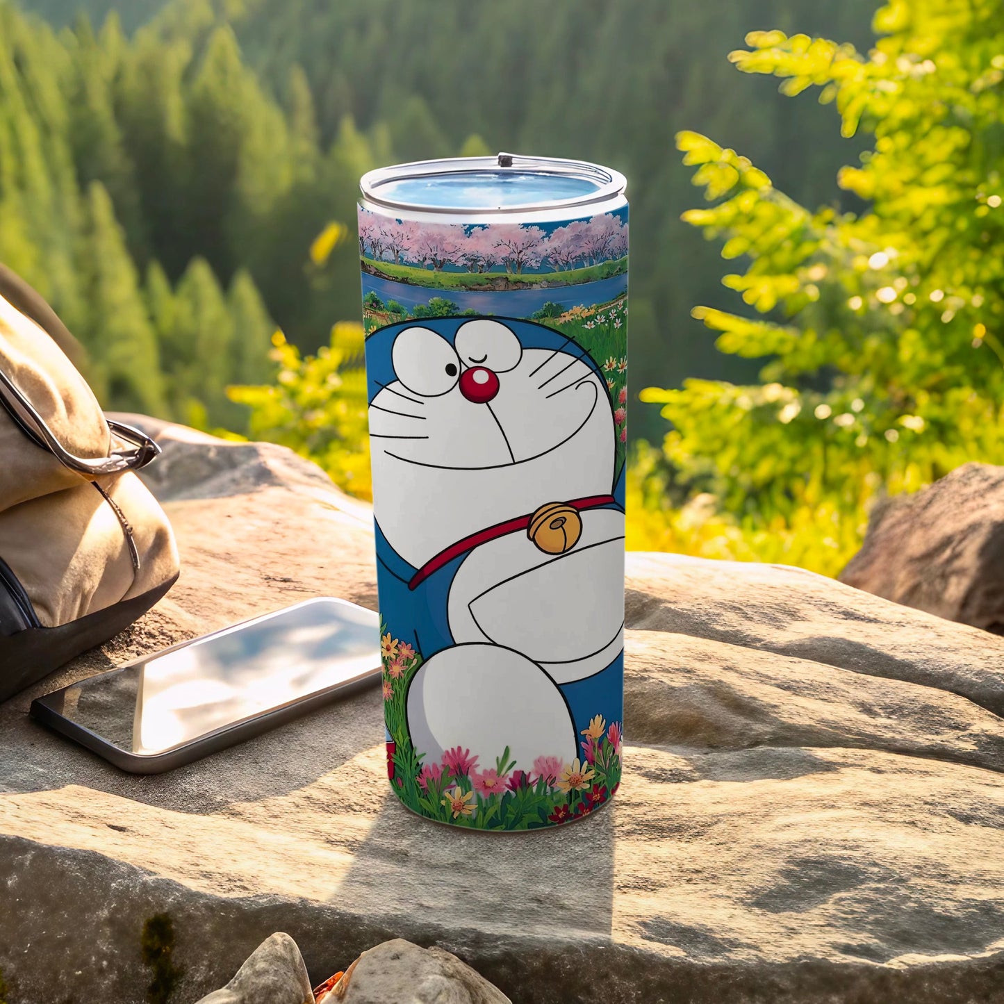 Colorful Cartoon Character Print Tumbler for Outdoor Use