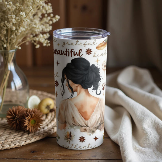 Beautiful Grateful Kind Authentic Tall Beverage Tumbler