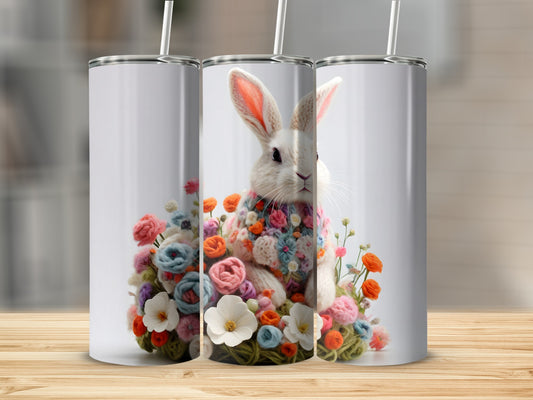 White Rabbit Colorful Knitted Flowers Tumbler product type