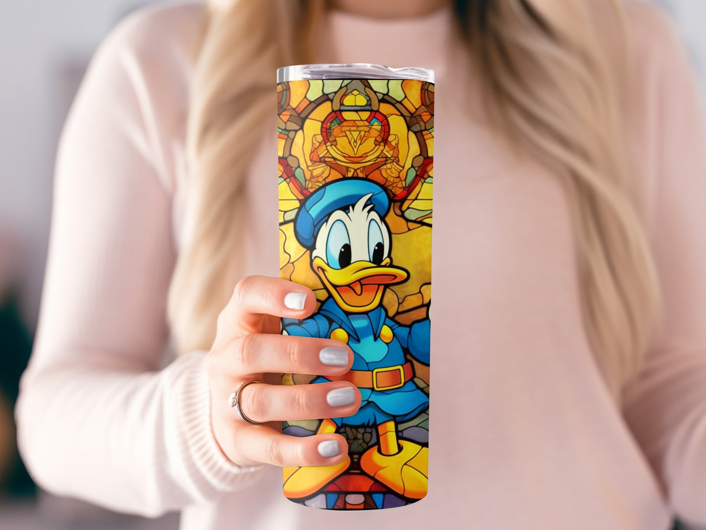 Stained Glass Donald Duck Tumbler Insulated Travel Mug