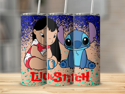 Lilo and Stitch Colorful Splatter Pattern Tumblers