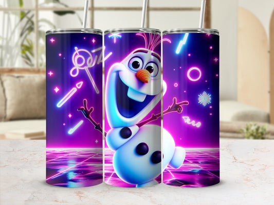 Neon Snowman Full Wrap Design Insulated Tumbler