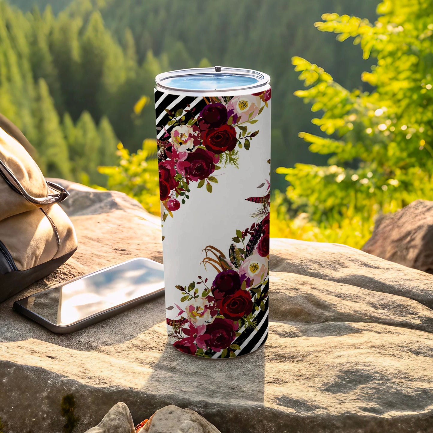 Floral Patterned Travel Tumbler for Outdoor Adventures