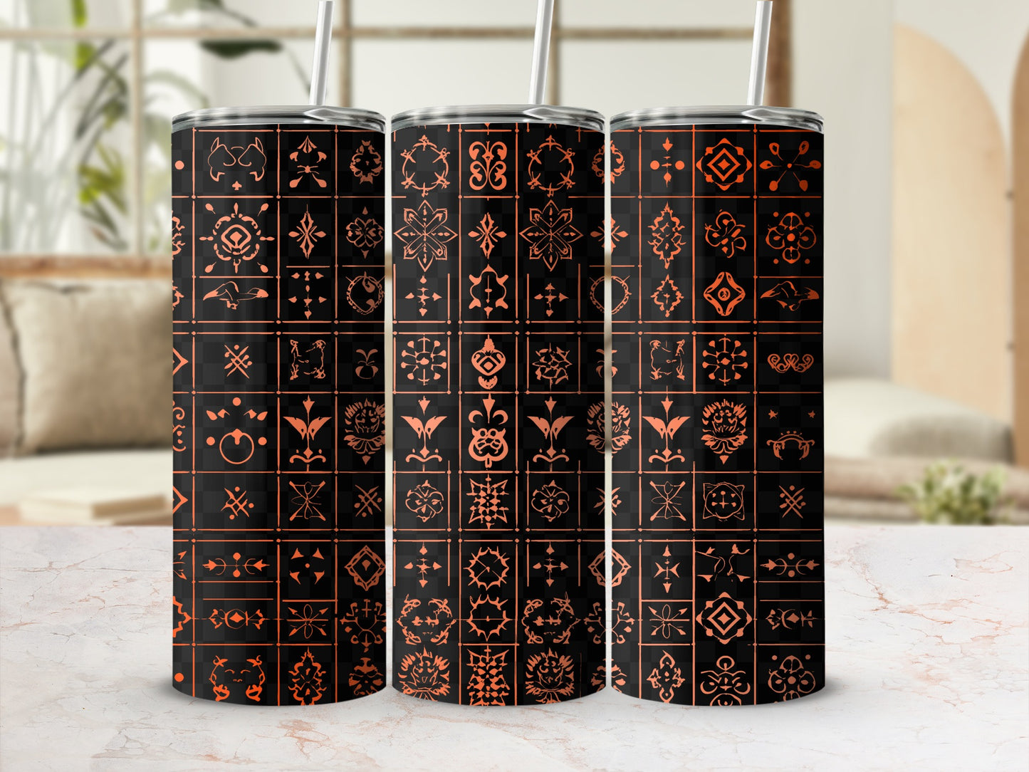 Stylish Thermos with Geometric Artistic Patterns