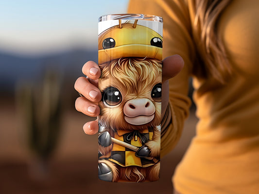 Cute Farmer Cow Design Insulated Tumbler Cup