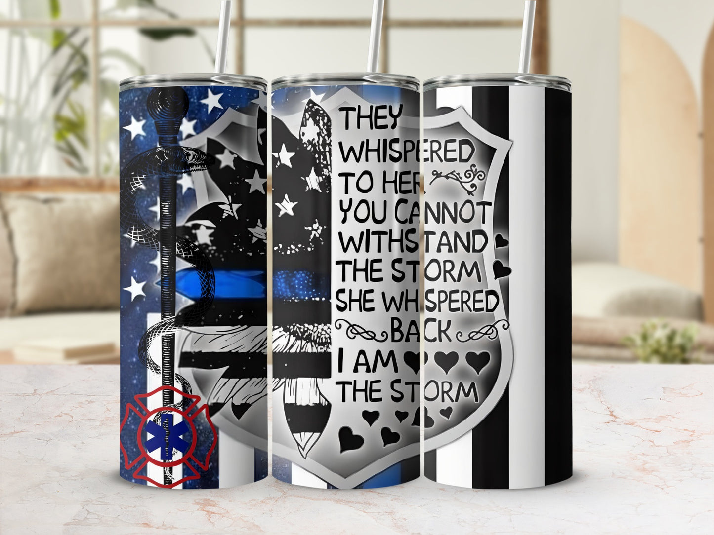 Empowering Quotes and Flag Symbols Tumbler Set