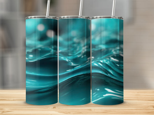 Teal Aqua Glossy Wavy Liquid Abstract Pattern product type